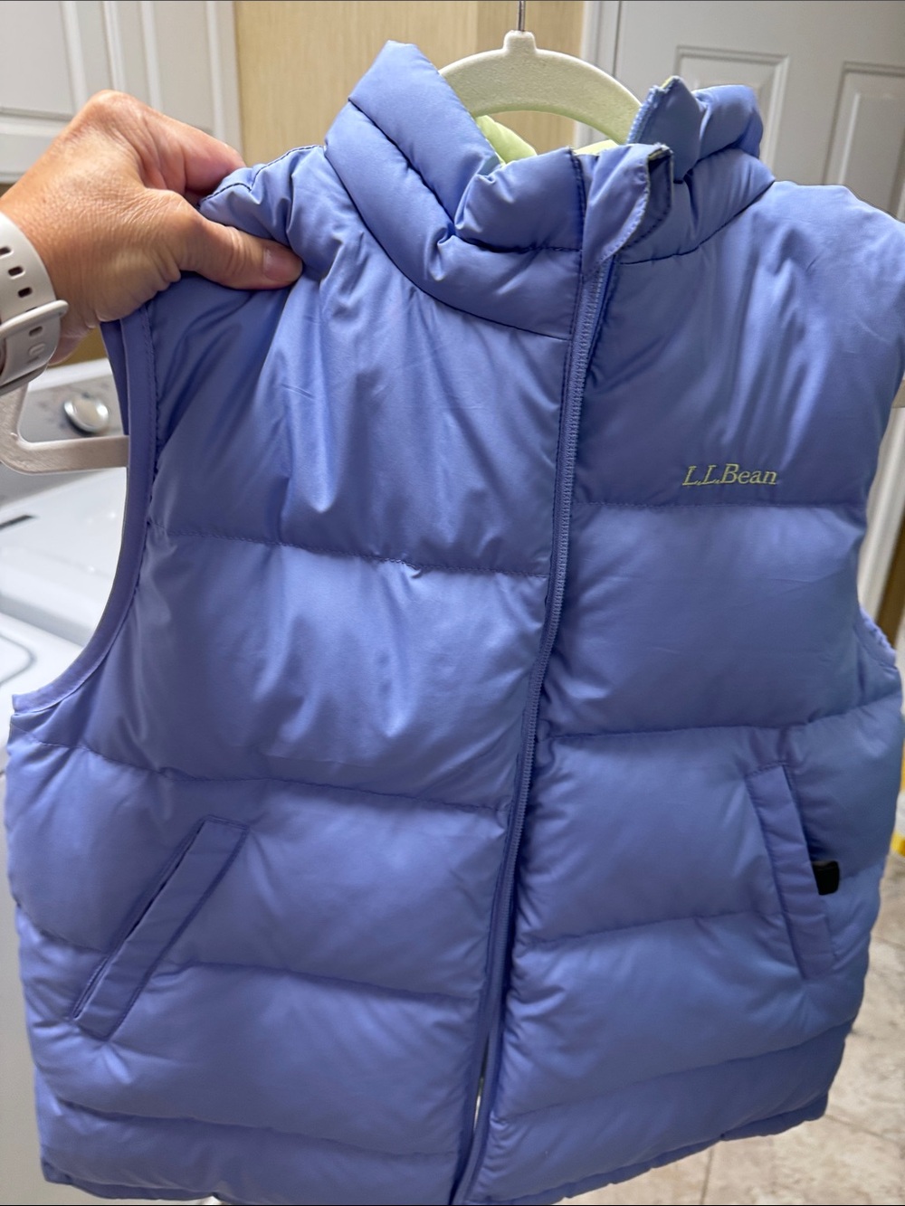 L.L. Bean Kids Light Purple REVERSIBLE Puffer Vest with Lime Inside - Picture 8 of 9